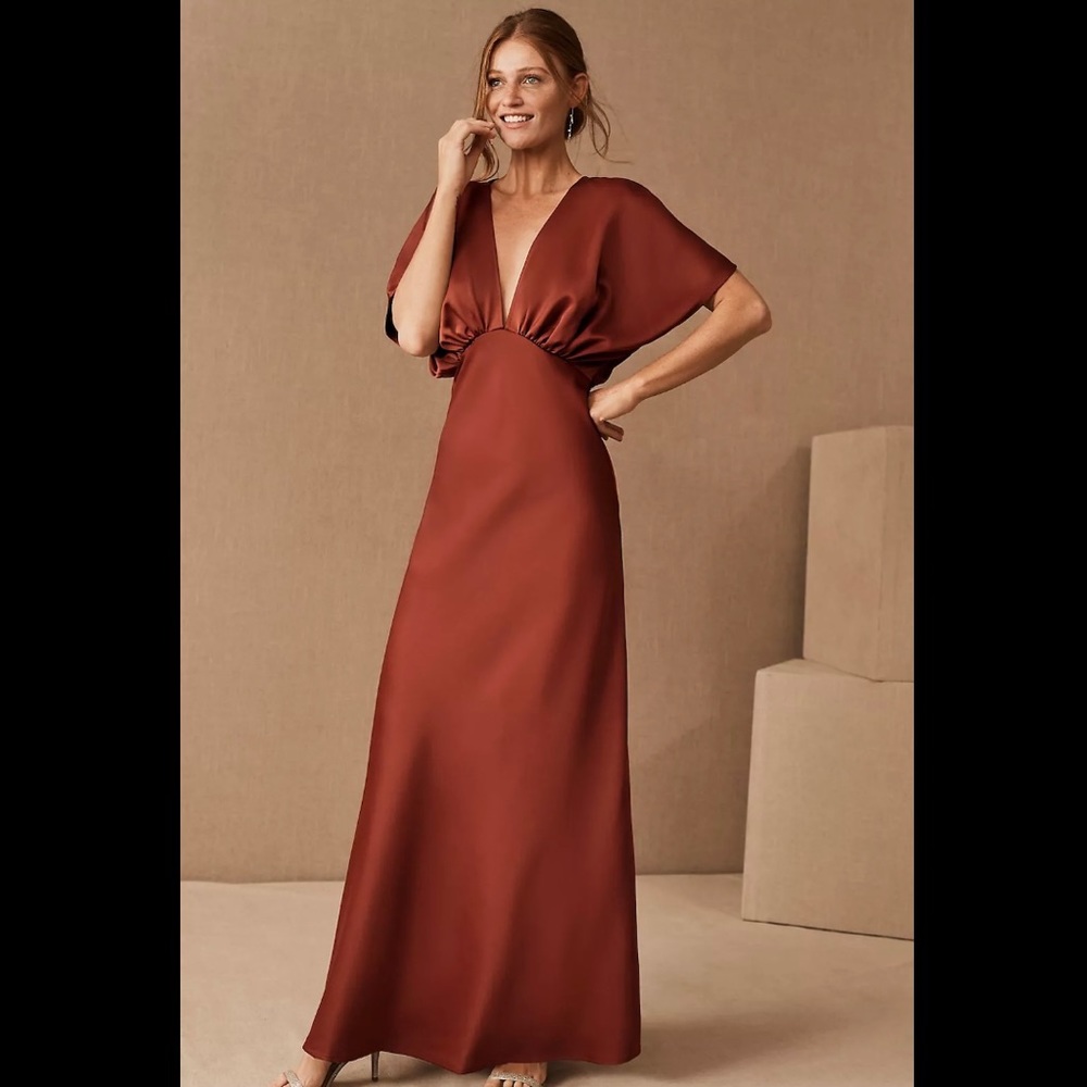 BHLDN Satin Dress in Cinnamon